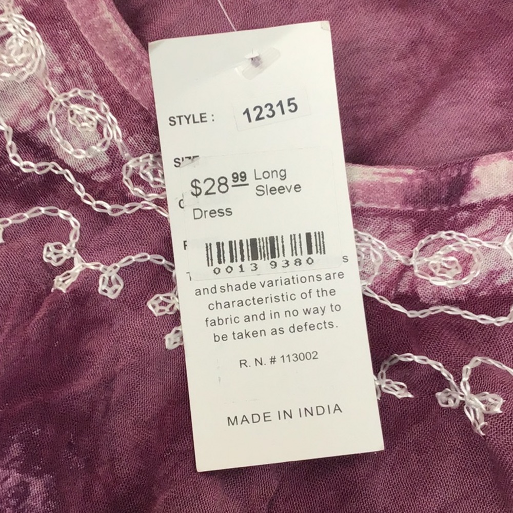 India boutique, long sleeve dress, plum in color. Compare to new at $30.